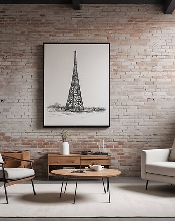 Radiostacja w Gliwicach. Grafika art. print., beata sketches
