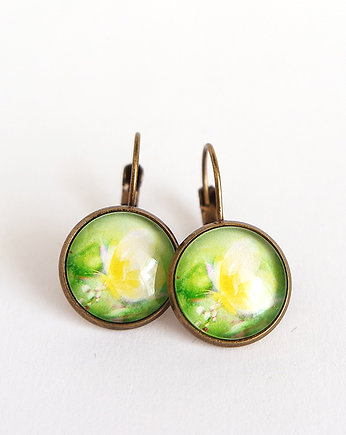 Kolczyki - Żółty motyl - antyczny brąz, yenoo