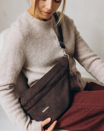 Nerka XL z grubego nubuku tapicerskiego w kolorze brunatnym, Karolina Audycka