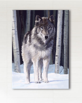 Obraz - Szary wilk - wydruk na płótnie, yenoo