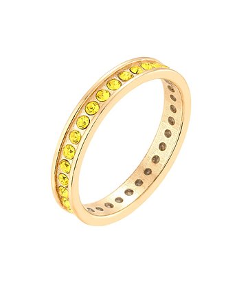 Złota obrączka z żółtymi kryształami Preciosa, SOTHO