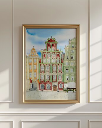 Plakat Wrocław, kamienice, akwarela, Anna Bednarczyk Ilustracje
