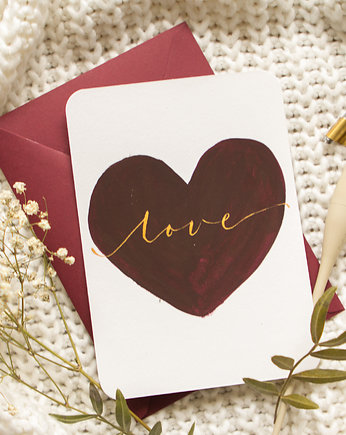 Kartka Walentynkowa "Maroon Love" LOVE, Minty Moose