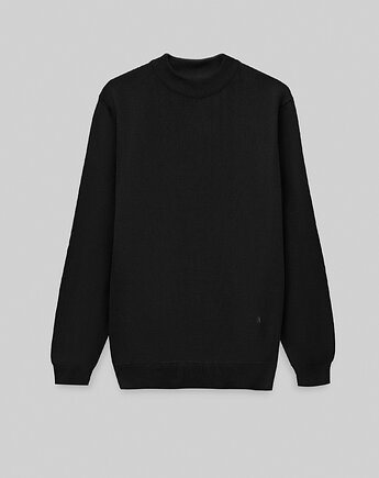 Sweter męski grottole półgolf czarny, BORGIO