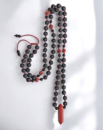 UNIKAT :naszyjnik męski : jaspis, lawa, onyks - naszyjnik unisex, kaktusia