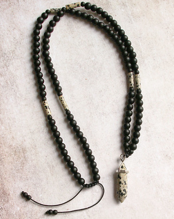 WYSYŁKA 24h : Jaspis dalmatyński, onyks - naszyjnik MĘSKI, kaktusia