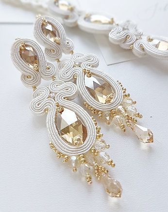 Kolczyki Sensuelle Soutache - ivroy i złoto, PiLLow Design