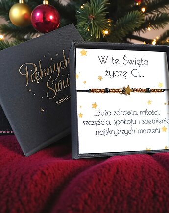 WYSYŁKA 24h Świąteczna bransoletka - świąteczne pudełko - glam, kaktusia