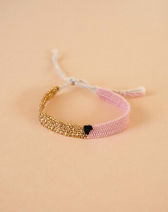 Bransoletka ręcznie tkana na krośnie wiązana na supełek, Słońcem Tkane