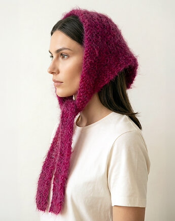 Wełniana chustka na głowę - red wine, OTULIBABKI