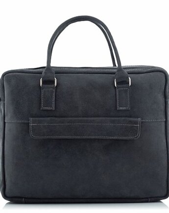 Czarna torba na laptopa vintage skóra zamszowa BV80, Belveder