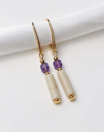Kolczyki pozłacane - Jaspis, Ametyst, Bring Biżuteria