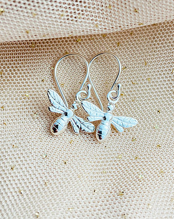 Kolczyki z  pszczółkami, biżuteria z pszczołą, srebro 925, Anemon Atelier