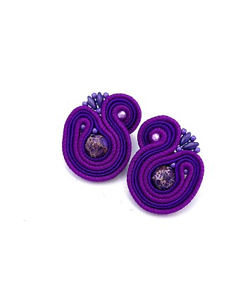 Kolczyki sutasz fioletowe sztyfty Largo z jaspisem małe lekkie, Katrina Rossa
