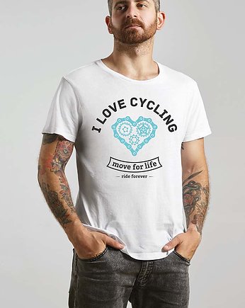 Koszulka T-SHIRT.  I love cycling, OSOBY - Prezent dla Chłopaka