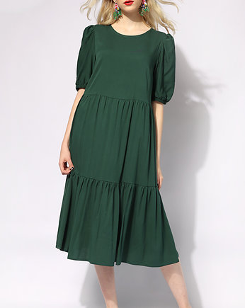 Zielona sukienka z falbaną, Kasia Miciak design