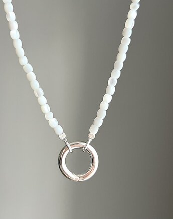 Naszyjnik ZAPIĘCIE KOŁO masa perłowa MUSZLA kamienie naturalne biały, ATdiament