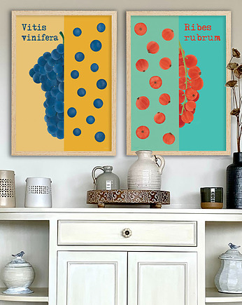 Plakaty Winogrona i porzeczki - zestaw fine art, minimalmill