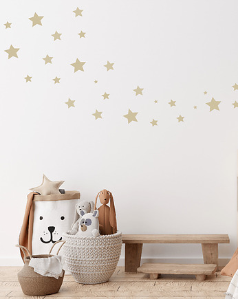 Naklejki beżowe gwiazdki na ściany. Beżowe gwiazdki do pokoju dziecka., Wallie Studio Dekoracji