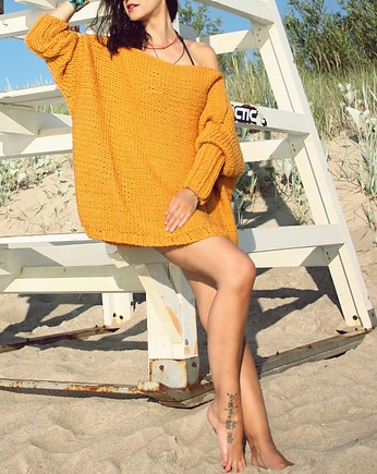Sweter handmade oversize  z wełną, Mademoiselle Patrini