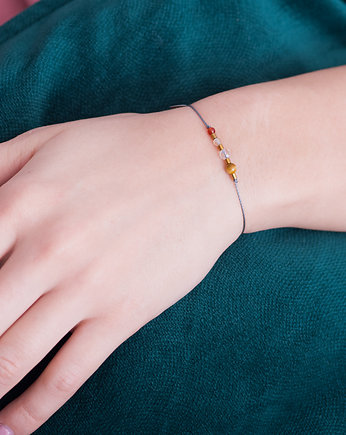 Bransoletka Zodiac Bliźnięta Karneol Cytryn Kryształ Górski Tygrysie Oko, w hand works