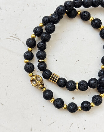 Zestaw męskich bransoletek Lawa i Hematyt, Chmolowska Jewellery