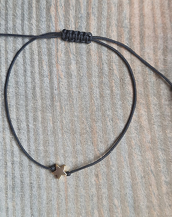 Złocona bransoletka STAR gwiazdka na sznurku czarny, COCONUT