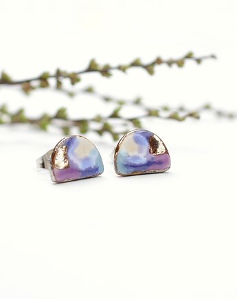 Odcienie fioletu - ceramiczne kolczyki sztyfty, Dorca