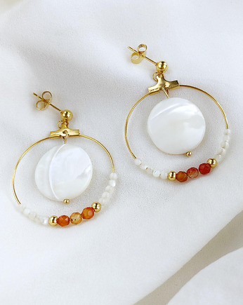 Kolczyki NYMPHS z masą perłową i korneolem, Gleeme Jewellery