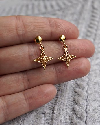 Róża wiatrów - pozłacane kolczyki