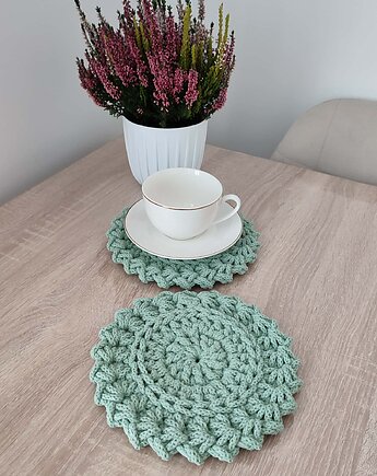 Podkładka szydełkowa boho pod kubki 20cm, MISZ MASZ Dorota Tyszko