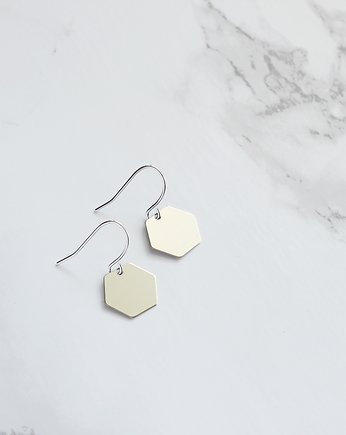 Small Hexagon Earrings in Silver, Le Boho Bleu