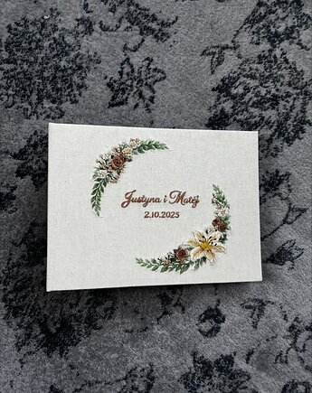Album na zdjęcia 'Haftowana lilia' z napisem, Bookbinding by Susan