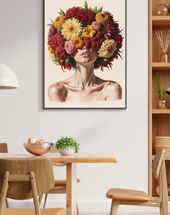 Plakat Kobieta Kwiaty, Abstraktoria