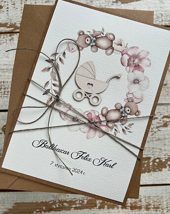 Ręcznie robiona kartka na narodziny dziecka - kartka gratulacyjna z okazji na, sorte