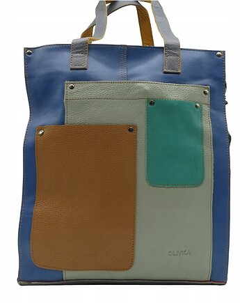 Torebka damska na ramię, shopper, duża, pojemna, mieści A4 skórzana OLIVKA, Olivka Warsaw