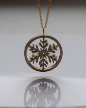 Śnieżynka naszyjnik na Święta Złoto i czerń, iziartwear
