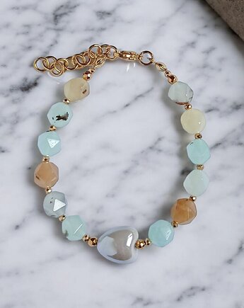 Bransoletka : SPRING collection: JADEIT i ceramiczne serduszko IV, kaktusia