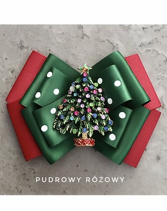 Świąteczna Brosza z Choinką NEW Mikołajki, Pudrowy Różowy