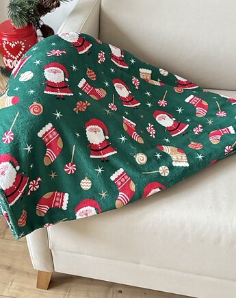 Koc Świąteczny Wzór Mikołaje Boże Narodzenie, poduszkownia