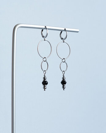 Kolczyki ze stali z kółkami i onyksem, AT NOON