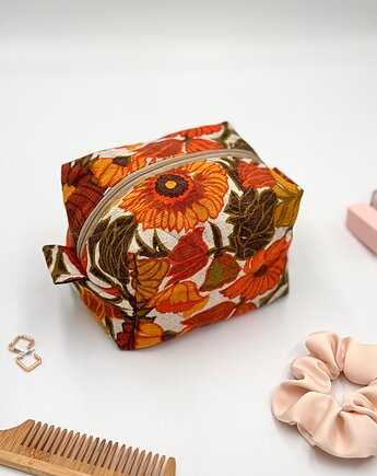 Kosmetyczka kostka Vintage kwiaty, wu handmade