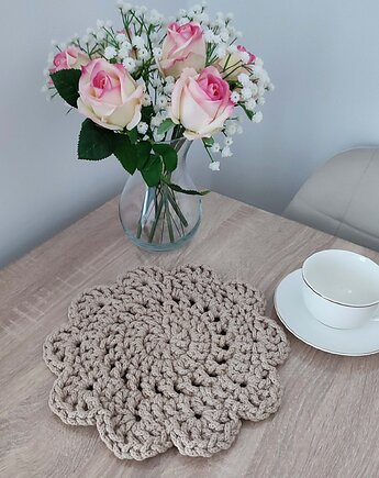 Podkładka szydełkowa pod kubki ze sznurka 27cm, MISZ MASZ Dorota Tyszko