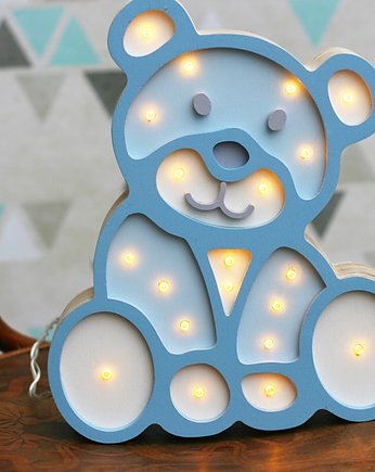 Lampa drewniana LED do dziecięcego pokoju - MIŚ, AnemoneDream