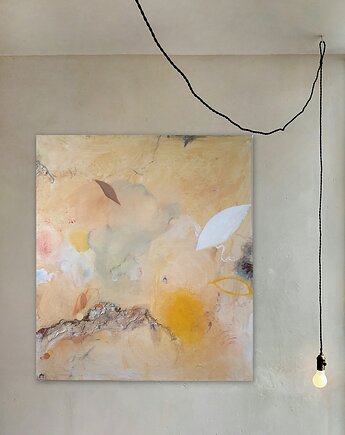 "Levitation" 80x90 cm, pigmenty ziemne, akryl, naniby