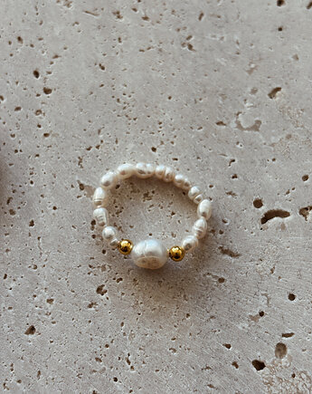 Pierścionek elastyczny perły, Chmolowska Jewellery