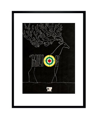 Plakat Oprawiona reklama Totalizatora Sportowego z jeleniem, lata 70te., RiskyWalls