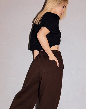 Szerokie dresowe spodnie BASIC OVERSIZE czekoladowe, lemme