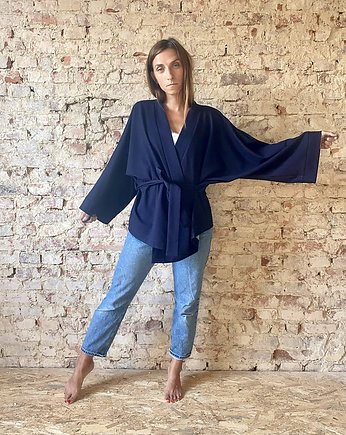 Szlafrok narzutka kimono z dresówki krótka, HisOutfit