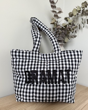 Pikowana torba shopper z haftem "Dramat", Boski Bajzel